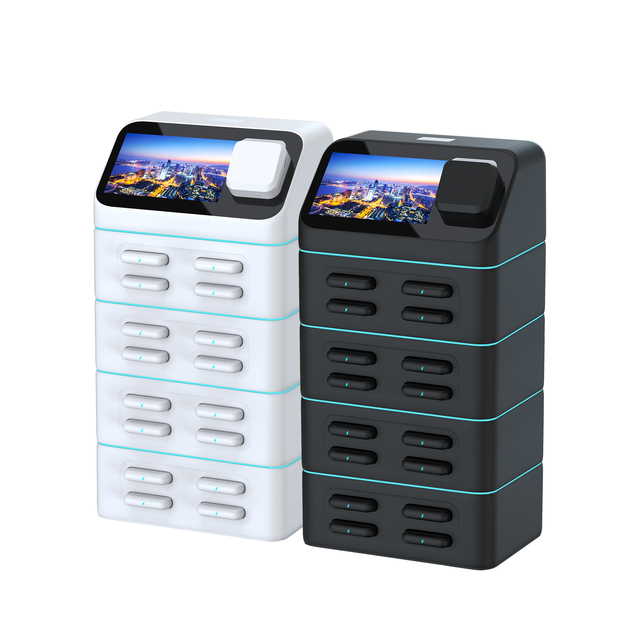 Easy Rental Commercial 16 Slots 8-Inch Portable Power Bank Station AD Screen POS High Capacity Rental Kiosk Shopping Mall Bar