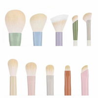 Juego de 10 brochas de maquillaje portátiles de la serie Morandi, brochas de maquillaje sintéticas de viaje bonitas de Color, logotipo personalizado