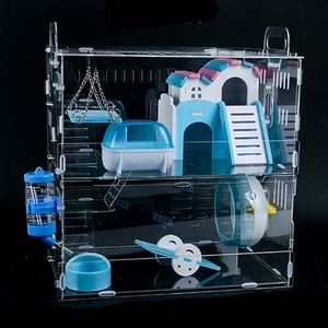 Cage de base à Double couche transparente en fil d'or acrylique, articles d'emballage de luxe, grande cage de hamster de villa - Product Image 4