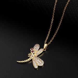 Collar De Libelula brillante circón libélula gargantilla collar exquisito dulce insecto mariposa libélula clavícula collar - Product Image 4