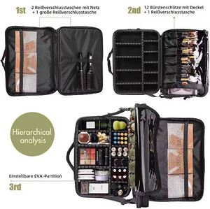 Free Sample Large cosmetic bag 3 Layers <b>Professional</b> Travel <b>makeup</b> <b>case</b> organizer - Product Image 5