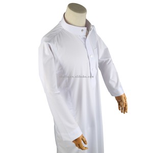 Clásico blanco <span class=keywords><strong>Alharamain</strong></span> Spun Gamis Kaftan Pria Dewasa Jubah Abaya Jalabya vestido étnico árabe Thobe Ramadán ropa islámica - Product Image 6