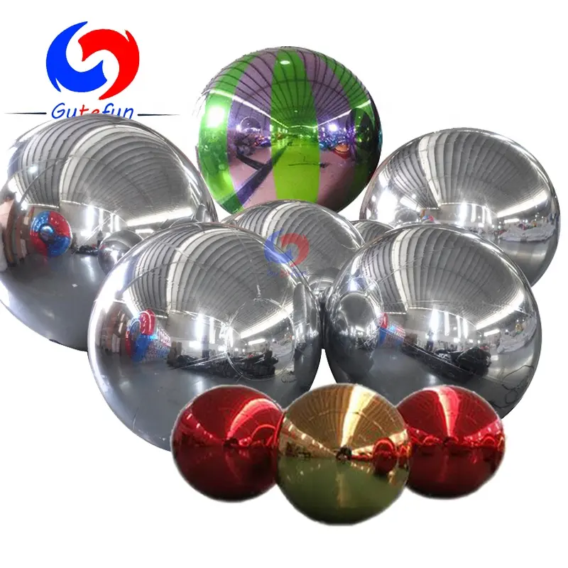 highly reflective supersized hot sale PVC inflatable metallic sealed gold/silver mirror ball sphere for X mas decoration