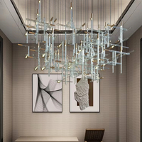 Lustre créatif en tubes de verre transparents, luminaire suspendu pour escalier d'hôtel, idéal pour les projets de villas et d'hôtels, lampe de plafond