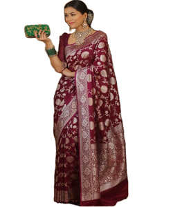 Indian Pakistani Cotton <b>Saree</b> for Party Elegant with Hand Drawn Design - Product Image 4