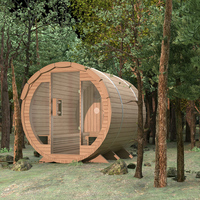 Kapsul Sauna Spa Portabel Inframerah Kayu Solid Modern Hemlock/Red Cedar untuk Luar Ruangan dengan Shower Uap Elektrik Kombinasi Villa Merah