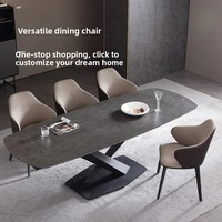 Chaise de salle à manger de luxe italienne au design nordique, avec accoudoirs rembourrés en cuir et dossier en bois haut de gamme, pour la maison et les hôtels