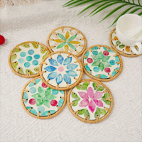Sous-verres et dessous de plat décoratifs en rotin tressé à la main, style bohème, écologiques et résistants à la chaleur