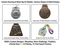 Médaille de sport personnalisée OEM avec logo en relief, durable, polie, gravée au laser, en alliage de zinc, ronde, pour la course, récompense de finisseur
