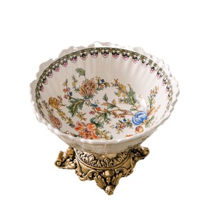 Bol à fruits vintage en céramique avec socle en résine et glaçure craquelée pour dropshipping Shopify – Décoration d'intérieur - Product Image 1