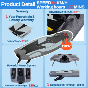 Équipement de sport aquatique <span class=keywords><strong>Wakesurf</strong></span> 12KW Moteur Wakeboard Jet Surf Board Jetsurf Planche de surf électrique pour River Sea Rescue Surf - Product Image 3