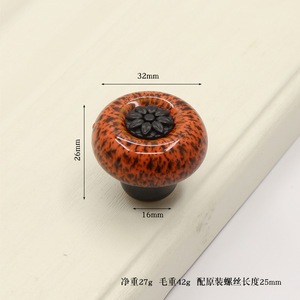 Poignées de meuble vintage en céramique, boutons de tiroir rétro émaillés en forme de champignon avec quincaillerie en bronze à trou unique pour cuisine, salle de bain, <span class=keywords><strong>commode</strong></span> - Product Image 6