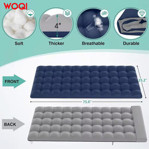 Lit de camping pliable Woqi, réglable, portable, inclinable, bleu marine, structure en acier, 193x42cm, pour les sorties en famille - Product Image 5