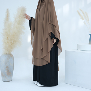 Nuovo Hijab Turco con Laccio Posteriore, Sciarpa da Preghiera Semplice per Donne Musulmane, Abito a 2 Strati, Lungo Niqab in Chiffon Khimar - Product Image 4