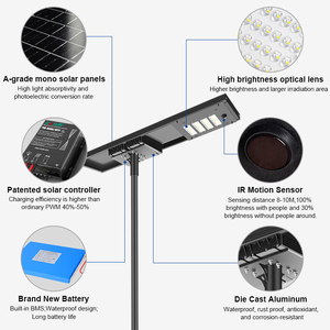 Bosun Sản phẩm mới IP65 ngoài trời không thấm nước 200W 220W 240W Tuổi thọ dài tích hợp đèn đường năng lượng mặt trời với cảm biến chuyển động - Product Image 3