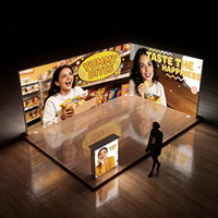 Stands de stand d'exposition en tissu avec comptoir pop-up rectangulaire, comptoir pliable pour salon professionnel, table de stand pop-up avec éclairage LED