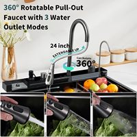 Évier de cuisine à bol unique en acier inoxydable 304 de luxe Discount Affichage numérique LED anti-rayures avec robinet Style cascade