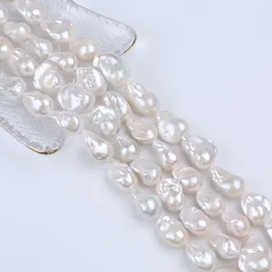 Wholesale 13-20mm Natural White Color Baroque Freshwater Pearl Strand For Jewelry Making