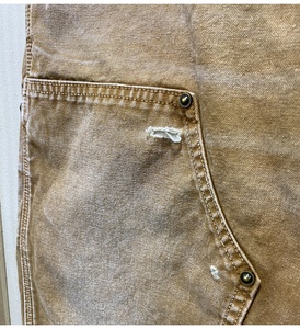 Lotfeel personalizado de alta calidad al por mayor Vintage lavado pesado lona desgastada carpintero acampanado holgado apilado Jeans hombres Slim para mí - Product Image 6