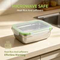 Boîte repas hermétique en acier inoxydable 304 de 850 ml pour micro-ondes, chauffage et conservation des repas, utilisation en cuisine, fourniture d'usine, boîte de rangement alimentaire