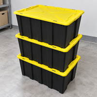 Boîte de rangement en PP robuste de 150 L, bac de rangement empilable, organisateur pour garage, entrepôt, camping