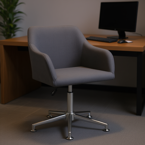 Silla de Oficina Gris de Poliéster con Estructura de Acero, Base Giratoria, Ajuste Manual, Diseño Contemporáneo, Tamaño Estándar, Modelo D0100H79ZGT - Product Image 2