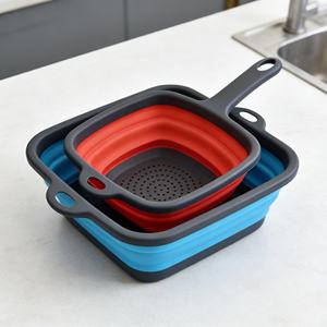 Cesta de drenaje cuadrada plegable de silicona, colador de cocina con almacenamiento, colador de silicona plegable, ¡la más vendida! - Product Image 5