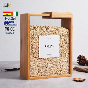 Simple <strong>Wooden</strong> Sliding Cover Moisture-Proof Space-Saving Kitchen <strong>Storage</strong> <strong>Box</strong> for Grains Cereals Coffee Beans &amp; Oatmeal - Product Image 3