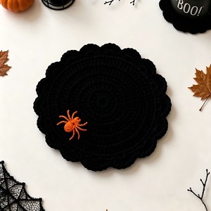 Halloween Handmade Crochet Coasters, Pumpkin Ghost Monster Yarn Insulation <b>Pads</b>, Holiday Table Decoration Coasters - Product Image 3