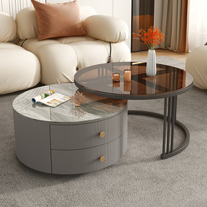 Hanyee 2023, venta al por mayor, diseño de muebles, mesas de centro de cristal modernas, Metal personalizado de juegos de estilo de acero inoxidable, embalaje de vida - Product Image 3