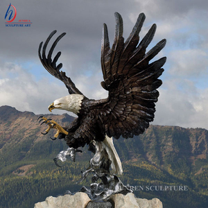 Estatua de águila voladora de bronce, Pájaro de Metal de gran tamaño, escultura con extensión de alas - Product Image 3