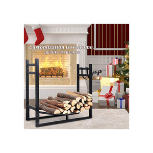 Stand fireplace large wooden log holder handles indoor outdoor storage log holder firewood rack