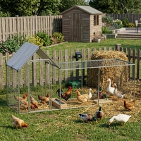 Enclos à poulets extérieur en fer anti-prédateurs, abri spacieux pour volailles avec toit imperméable, design moderne pour jardin