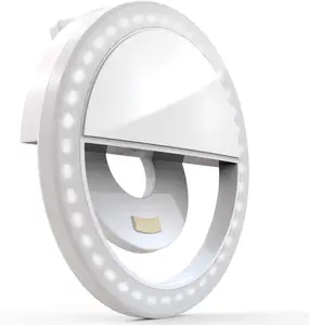 自拍环形灯LED圆灯手机笔记本电脑摄像头摄影视频照明夹子上充电