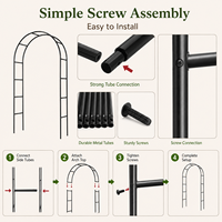 Arche de jardin robuste en fer noir, treillis métallique 2-en-1, support pour plantes grimpantes, personnalisable, vente en gros, décoration extérieure pour mariage