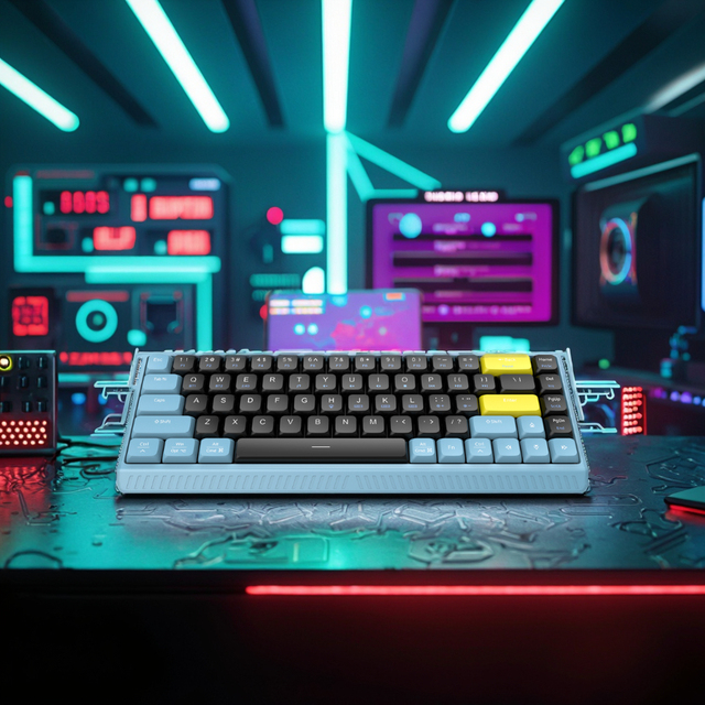 Professional 68 Keys Tri-Mode Mechanical Keyboard 65% Compact RGB Backlit Type-C Wireless Bluetooth Gaming Keyboard Custom ODM