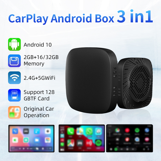 3in1 WiFi CarPlay AI Magic BOX Adapter with TF Slot Wireless Streaming for Netflix YouTube for Apple Cars Smart Box