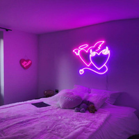 Rebow drop shipping sinais eletrônicos led, parede personalizada, festa em casa, casamento, luz de letras, 50cm, coração diabo, sinal de neon