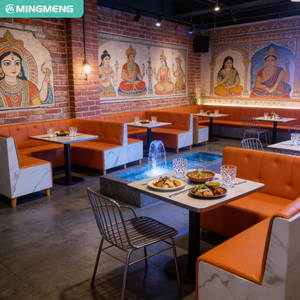Juego de Muebles de Restaurante Modernos de Lujo, <span class=keywords><strong>para</strong></span> Cafetería, Comida Rápida, con Sofás, Mesas y Sillas Estilo Indio - Product Image 1