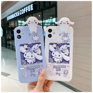 For Apple iphone case cute cartoon puppy phone cover soft protector cover make up mirror for Iphone 15 13 12 pro max