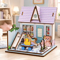 Kit de maison miniature éducatif de parc d'attractions, maison de poupée miniature, puzzles en bois 3D, artisanat en bois, ensemble de maison de poupée pour enfants