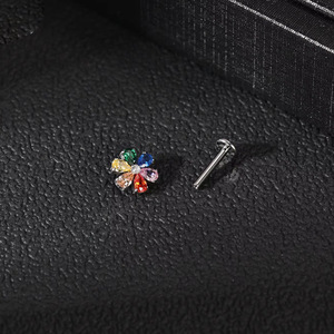 Fashion <b>Stud</b> Earrings G23 <b>Titanium</b> Alloy Cross Flower Zircon Ear Cartilage <b>Stud</b> ASTM F136 - Product Image 4