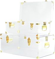Vente en gros usine : Coffre de rangement décoratif en acrylique transparent, moderne, personnalisé, lavable, à surface polie, avec serrures et poignée