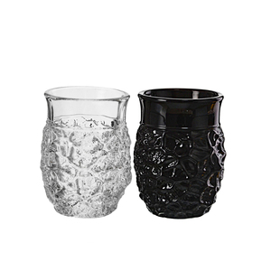 Vasos de whisky Samyo Vintage Mid Century con relieve, 60 ml, de vidrio transparente negro grabado, para licor, vodka, tequila, vasos de chupito personalizados - Product Image 2