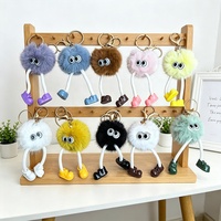 Breloque de sac en fausse fourrure de vison, joli pendentif pompon noir en peluche pour sac à main, accessoire de sac de style coréen, breloques de sac
