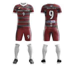 طقم زي كرة قدم مخصص عالي الجودة للكبار والأطفال مع طباعة الاسم والرقم، قميص وشورت للتدريب والمباريات - Product Image 6