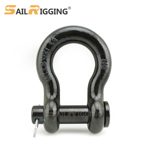 Manille de type américain robuste en acier au carbone forgé, finition oxyde noir, avec goupille ronde <span class=keywords><strong>G213</strong></span>, manille d'ancrage à arceau avec goupille ronde, 1/2 5/8 7/8 - Product Image 1