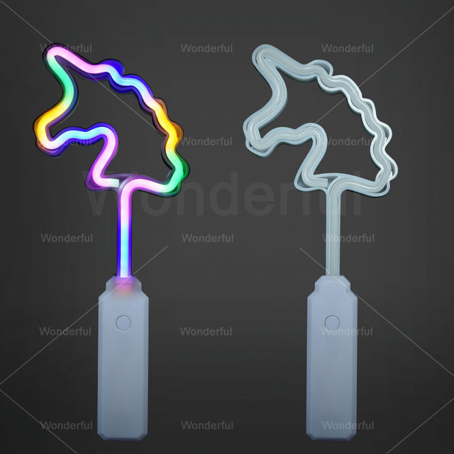 Led Party Supplies Light Promotional Pink Flashing Unicorn Glowing Lighting up Neon Wand for Christmas