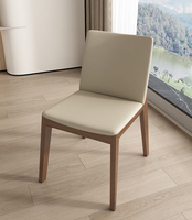 Chaise de salle à manger en bois de frêne et cuir, design nordique de luxe, simple et robuste, pour restaurant