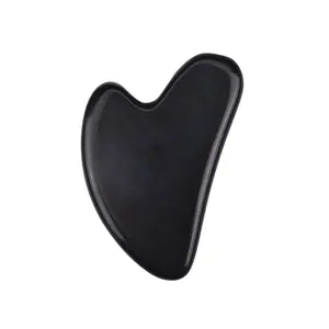 Hanhe Jade Stone Guasha Massager Custom Logo Face Body Scraping Massage Tool Black Obsidian Gua Sha Stone